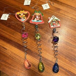 Set of 3 Christmas Themed Gazing Ball Wind Spinners - Brand New - Rare